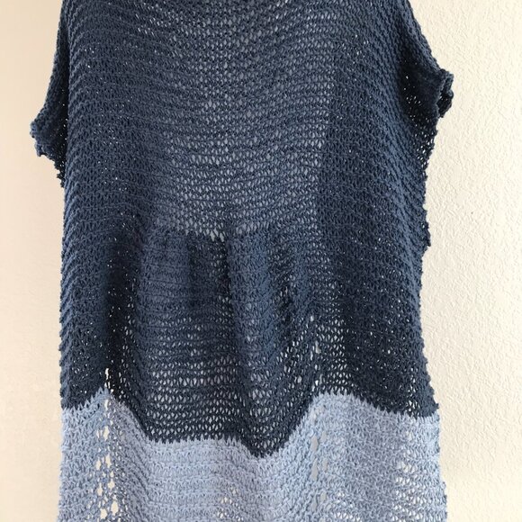 NEW Handmade Cotton Slip-on, Two-Toned Denim, Poncho Tunic - Picture 6 of 8
